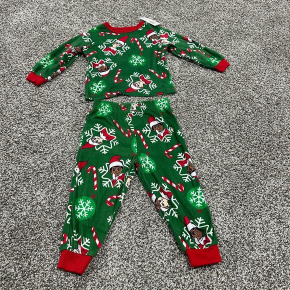 NWT Green Red ELF Christmas Holiday 2T Pajama Set - Picture 1 of 6